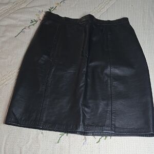 Phoenix Vintage Black Leather Skirt for Night Out